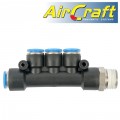 PU HOSE FITTING MANIFOLD 4 X 8MM PORT X 3/8'M